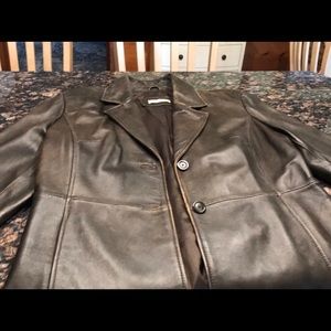 Genuine brown leather blazer